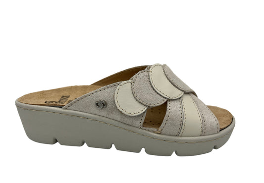 Sabatini Donna Ciabatte S1057 Pantofole Con Velcro Panna